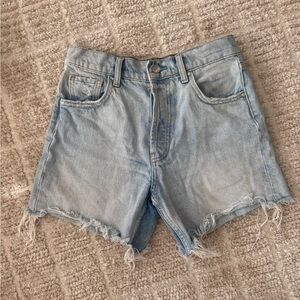 Anine Bing Light Blue Frayed Jean Shorts